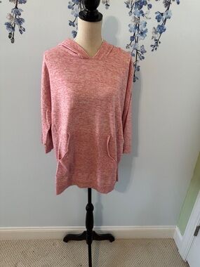 Cozy Pink Hooded Pullover with Front Pocket